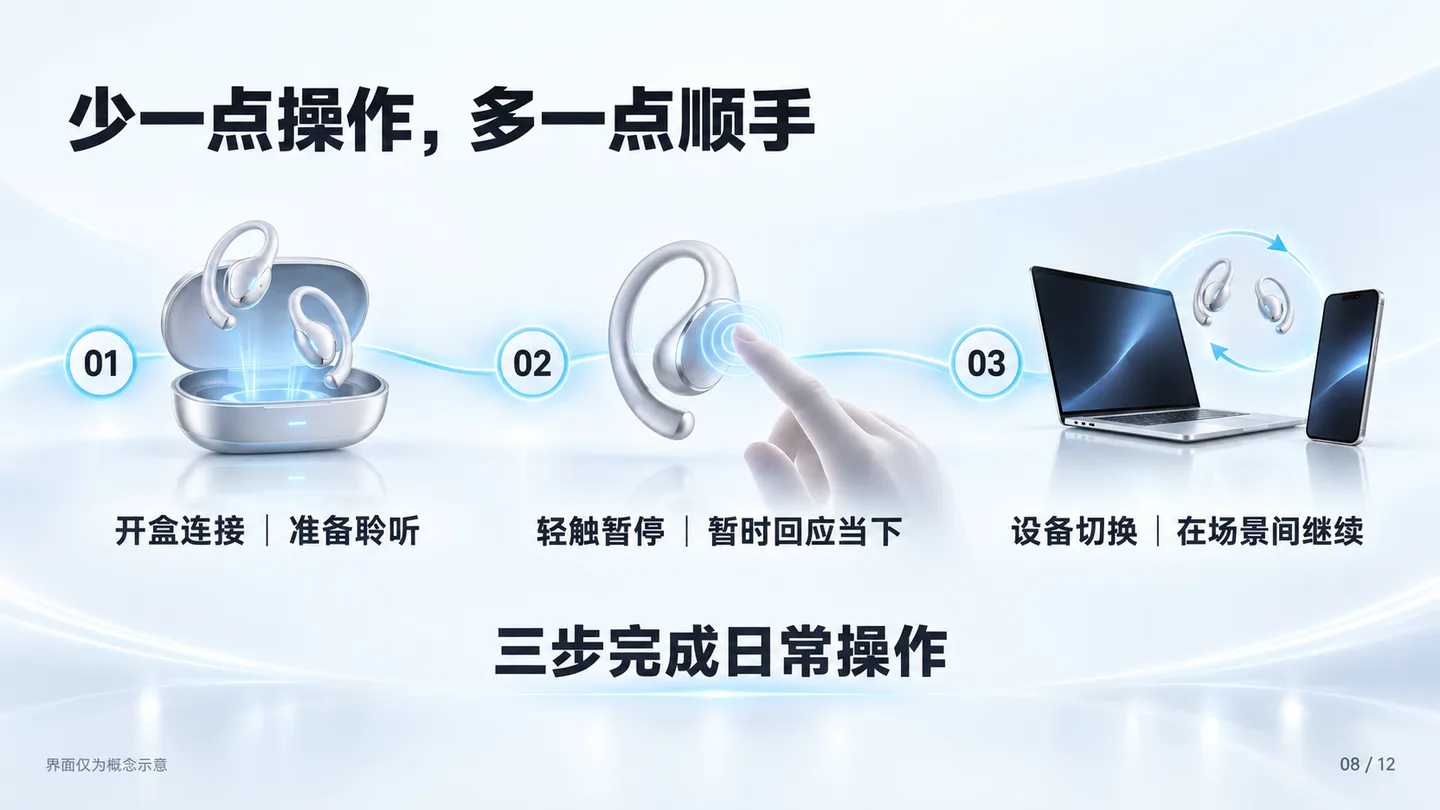 澄声 Air · 耳机新品介绍，第 8 页：最后说明怎么用