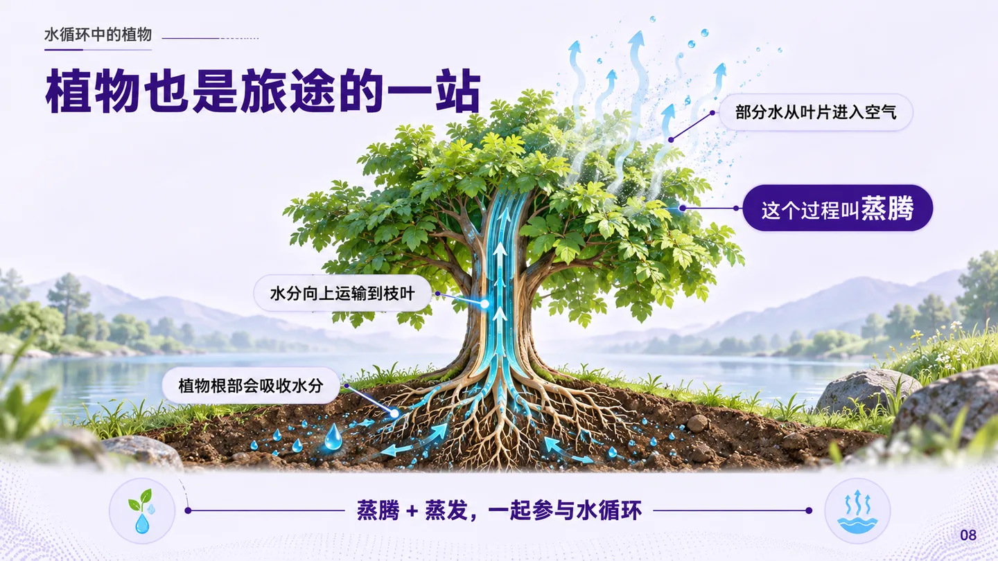 一滴水的旅行 · 水循环课件，第 8 页：把知识连回自然