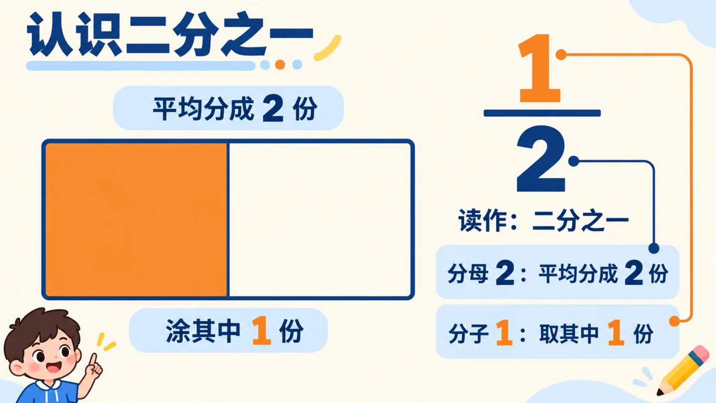 BerryDeck 分数课件第3页:认识二分之一
