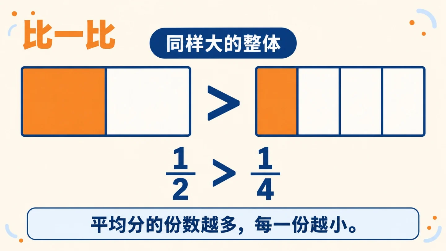 BerryDeck 分数课件:用同样大的长方形比较二分之一与四分之一
